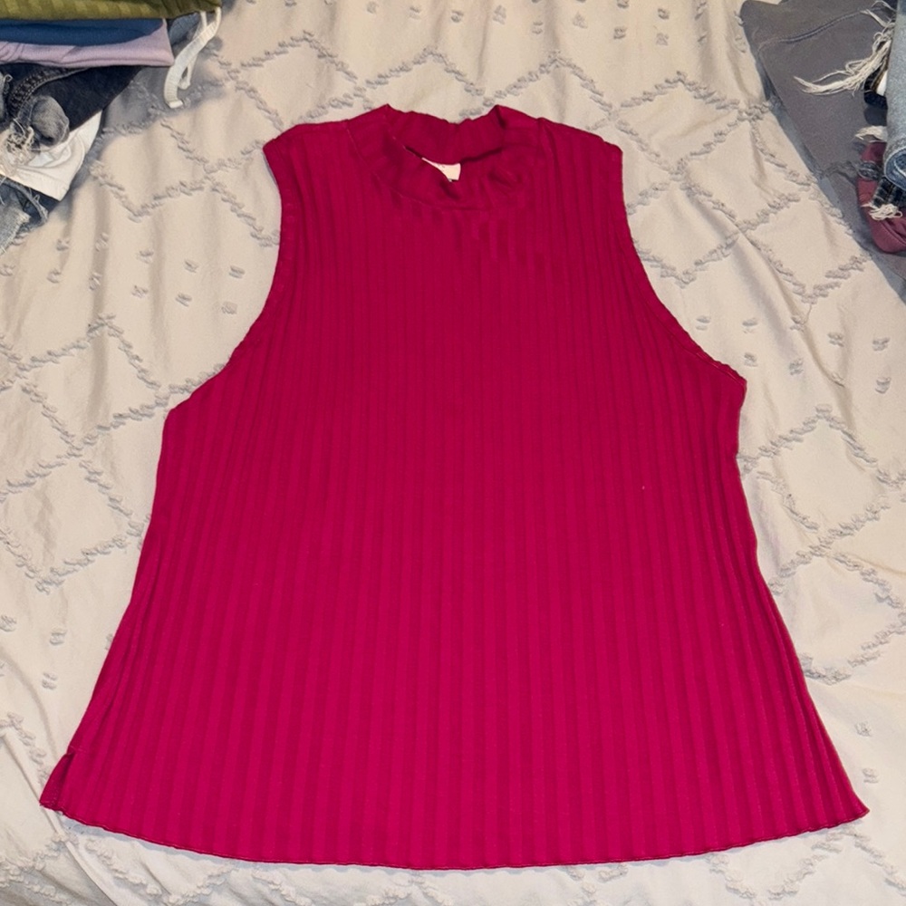 A New Day Hot Pink Ribbed Tank Top